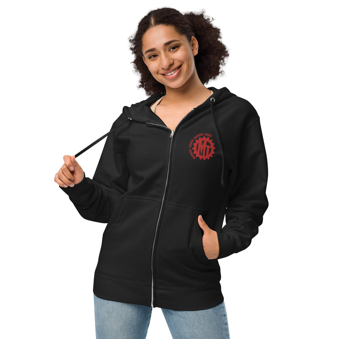 Unisex fleece zip up hoodie